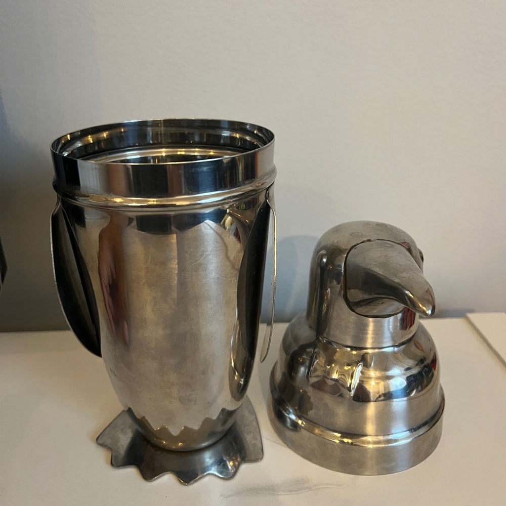 Pottery Barn Viski Penguin Cocktail Shaker with Strainer, Stainless Steel - Picture 9 of 12